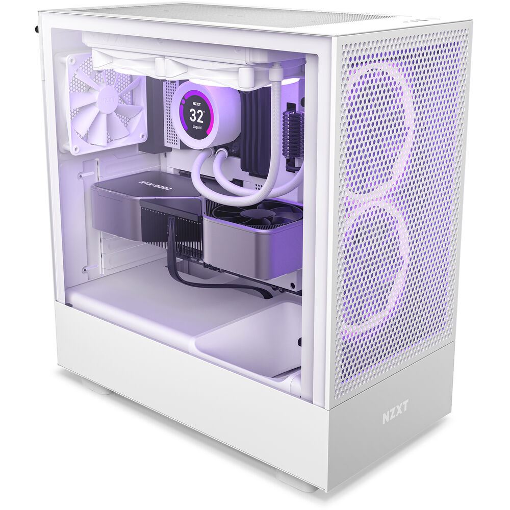 NZXT H Series H5 (2023) Flow RGB Edition ATX Mid Tower Chassis White ...